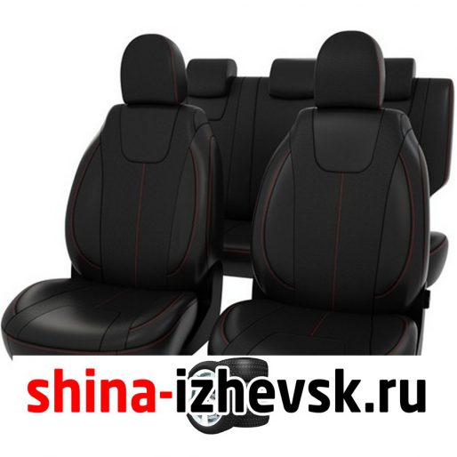 Чехлы модельные PSV Lada Vesta / Vesta SW Cross 2015-черный/отстрочка красная экокожа "Оригинал" 128616 в Ижевске